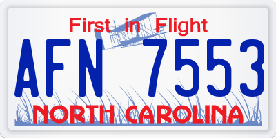 NC license plate AFN7553