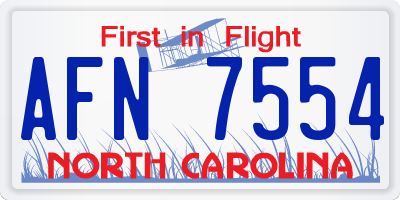 NC license plate AFN7554