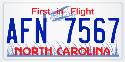 NC license plate AFN7567