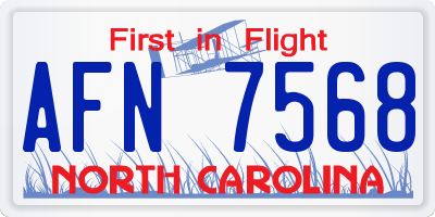 NC license plate AFN7568