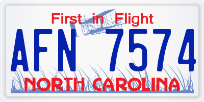 NC license plate AFN7574