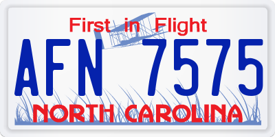 NC license plate AFN7575