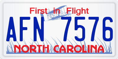 NC license plate AFN7576