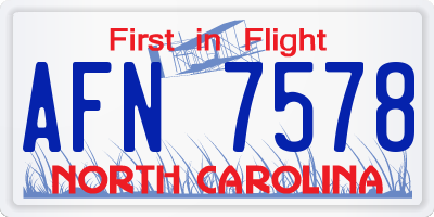 NC license plate AFN7578