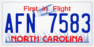 NC license plate AFN7583