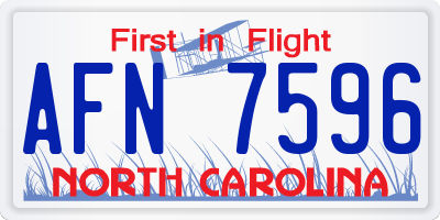 NC license plate AFN7596