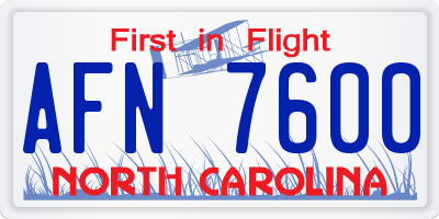 NC license plate AFN7600