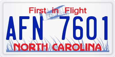 NC license plate AFN7601