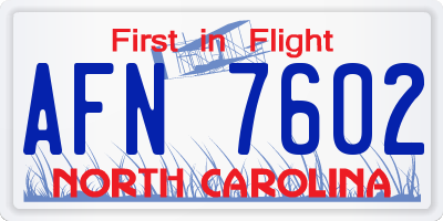 NC license plate AFN7602