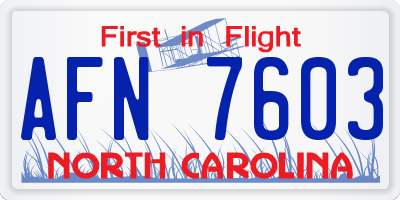 NC license plate AFN7603