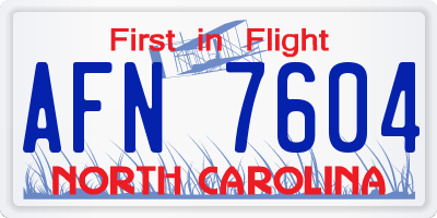 NC license plate AFN7604
