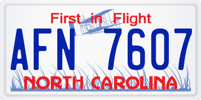 NC license plate AFN7607