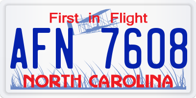 NC license plate AFN7608