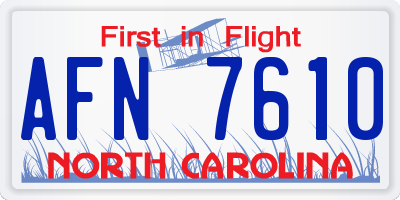 NC license plate AFN7610