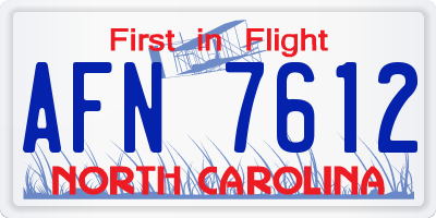 NC license plate AFN7612