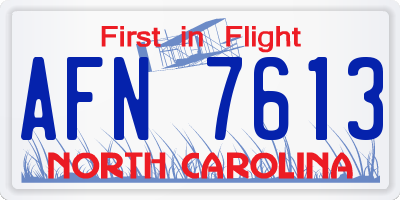 NC license plate AFN7613