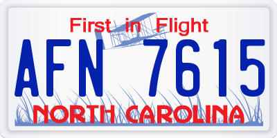 NC license plate AFN7615