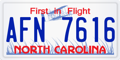NC license plate AFN7616