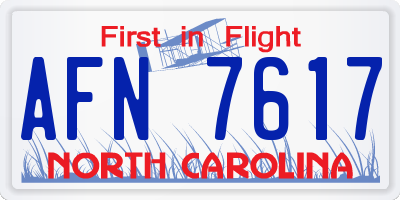NC license plate AFN7617