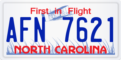 NC license plate AFN7621