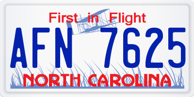 NC license plate AFN7625