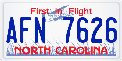 NC license plate AFN7626