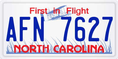 NC license plate AFN7627