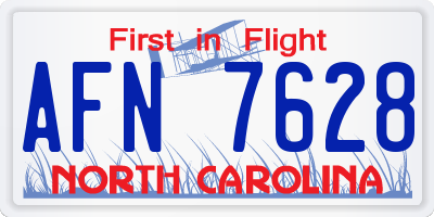 NC license plate AFN7628