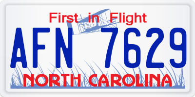NC license plate AFN7629
