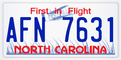 NC license plate AFN7631