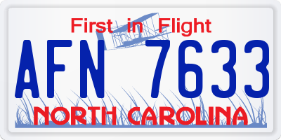 NC license plate AFN7633