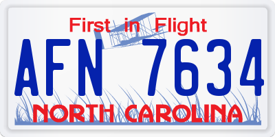 NC license plate AFN7634