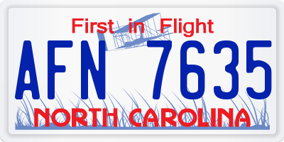 NC license plate AFN7635