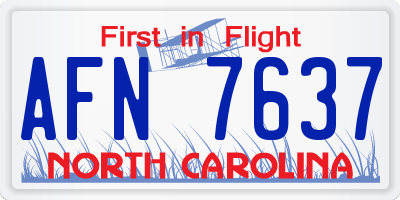 NC license plate AFN7637