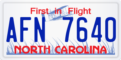NC license plate AFN7640
