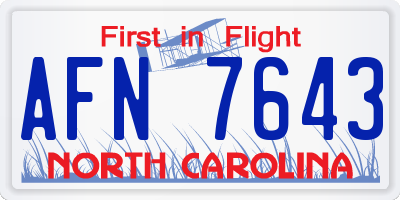 NC license plate AFN7643