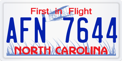 NC license plate AFN7644