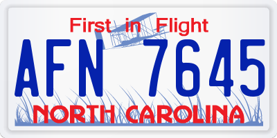 NC license plate AFN7645
