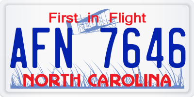 NC license plate AFN7646