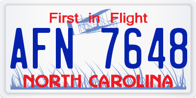 NC license plate AFN7648