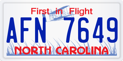 NC license plate AFN7649