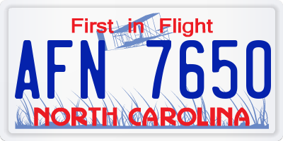 NC license plate AFN7650