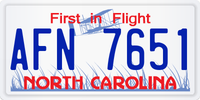 NC license plate AFN7651