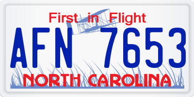 NC license plate AFN7653