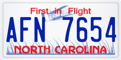 NC license plate AFN7654