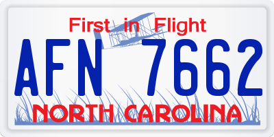 NC license plate AFN7662