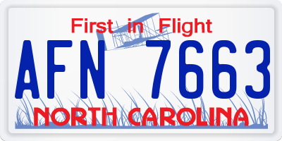 NC license plate AFN7663