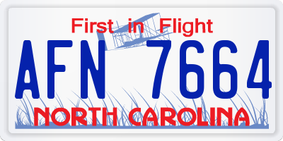 NC license plate AFN7664