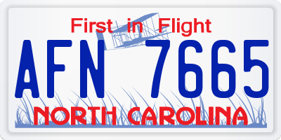 NC license plate AFN7665