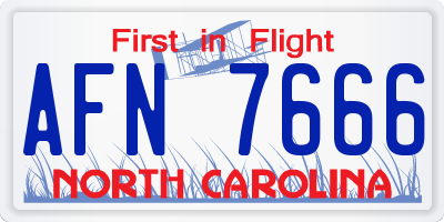 NC license plate AFN7666